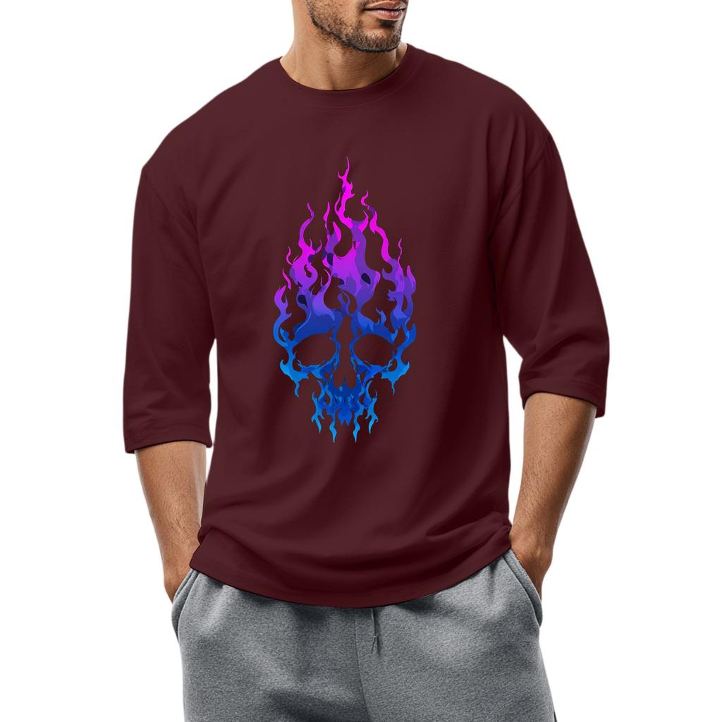 Men'S Round Neck Three-Quarters Sleeve Top Casual Fashion T-Shirt