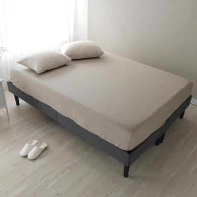 Sleep Tailor Japanischer Spannbettbezug, Leinen & Baumwolle, Einzelbett, Gestreift, Nordischer Stil, Antibakteriell, Geruchshemmend, Rayeur-Mischung (Haferflocken, Einzelportion)