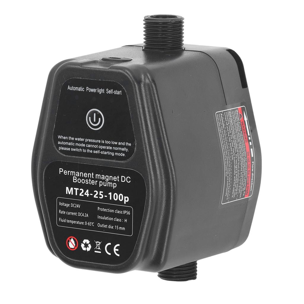 Boosterpump Borstlös DC-motor Automatisk Permanentmagnet för Hem Slangbevattning 100W 24V Svart