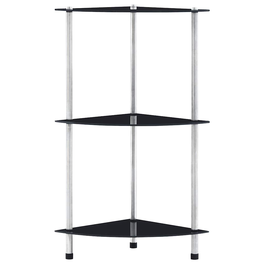 3 Tier Black Glass Display Shelf 30x30x67 Cm