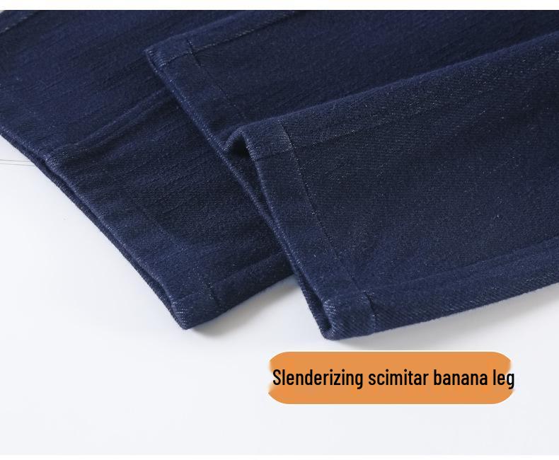 Women's Blue High-Waisted Slim-Fit Wide-Leg Pants - Pear-Shaped, Slimming, Loose Casual Trousers for Autumn 2025.