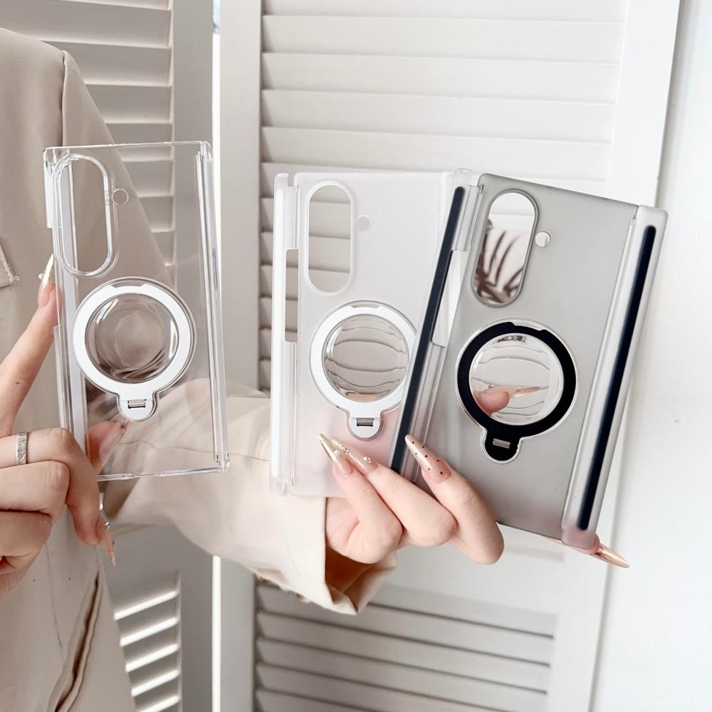 For Samsung Galaxy Z TriFold Case Hard PC Transparent Double middle hinge Ring Stand Protective Back Cover For Z TriFold Shell