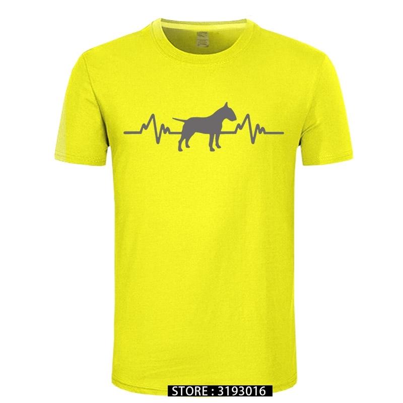 Funny Heartbeat English Bull Terrier Dog T Shirt Men Custom Pattern Cotton Short Sleeve Man Joke Present Tshirt Christmas