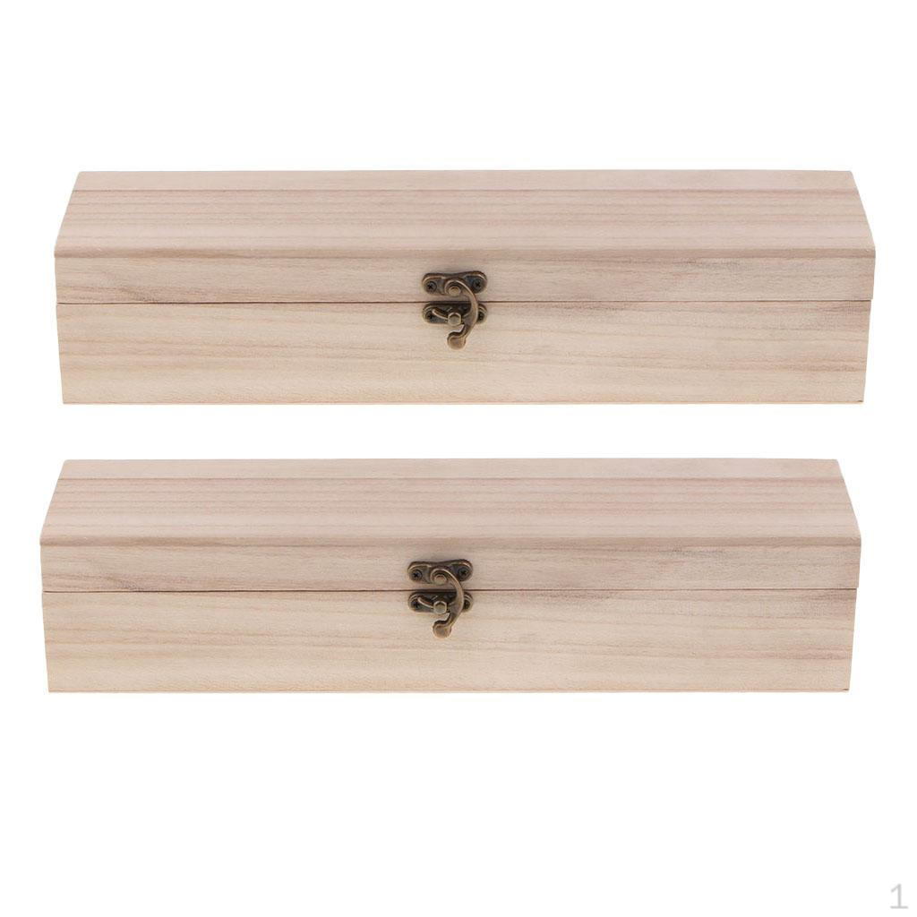 

2 шт. Простая прямоугольная деревянная коробка Футляр для хранения ювелирных изделий с защелкой