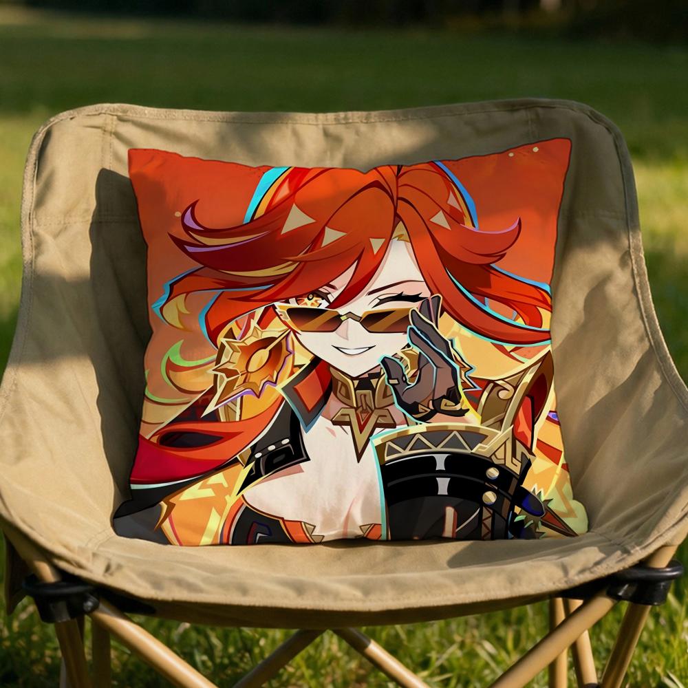 

Genshin Impact Mavuika Cushion Cover Soft Reversible Durable Pillow Cover MultiScene Use for Home Car Daily Comfort 30x30cm