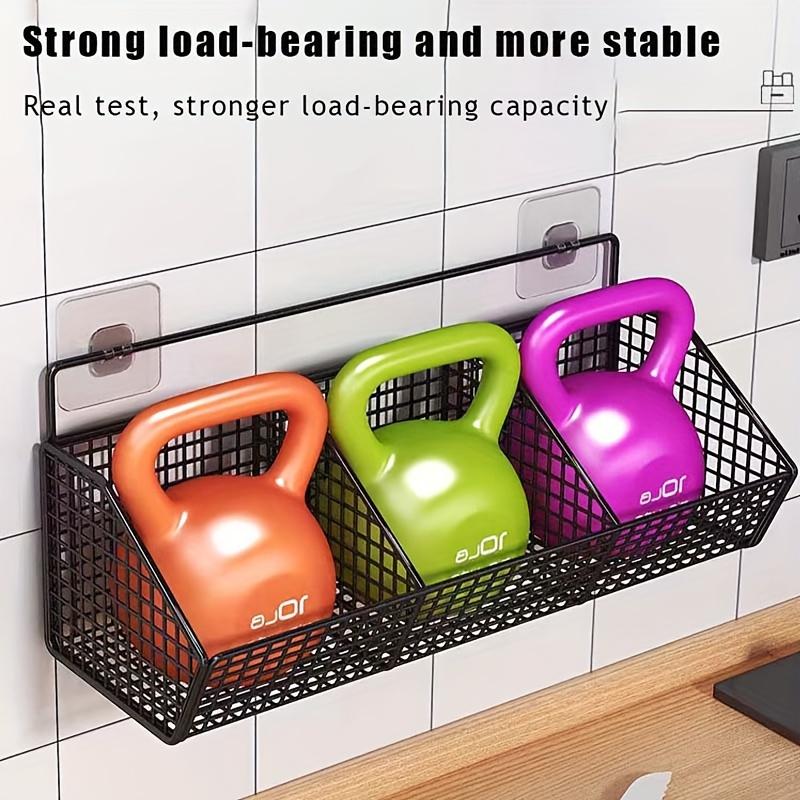 Úložný koš Drátěný Organizér na potraviny Nástěnný úložný regál Kuchyň Ložnice Koupelna Domácí nástěnný regál Stojan na houbičky Uhlíková ocel Závěsný koš