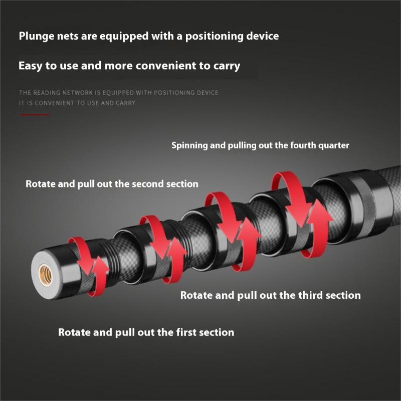 Kohlefaser-Fischkescherstange Angelgriffstangen Lange Fischernetze Teleskopgriff Klappstangen Langlebig