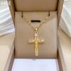 Full Diamond Cross Micro-Inlaid Real Gold Necklace Women'S Transfer Beads Collarbone Chain With Jewelry