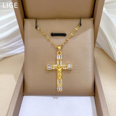 Vollbesetztes Diamantkreuz Mikroeinlage Echtschmuck Halskette Damen Transferperlen Schlüsselbein Kette Mit Schmuck