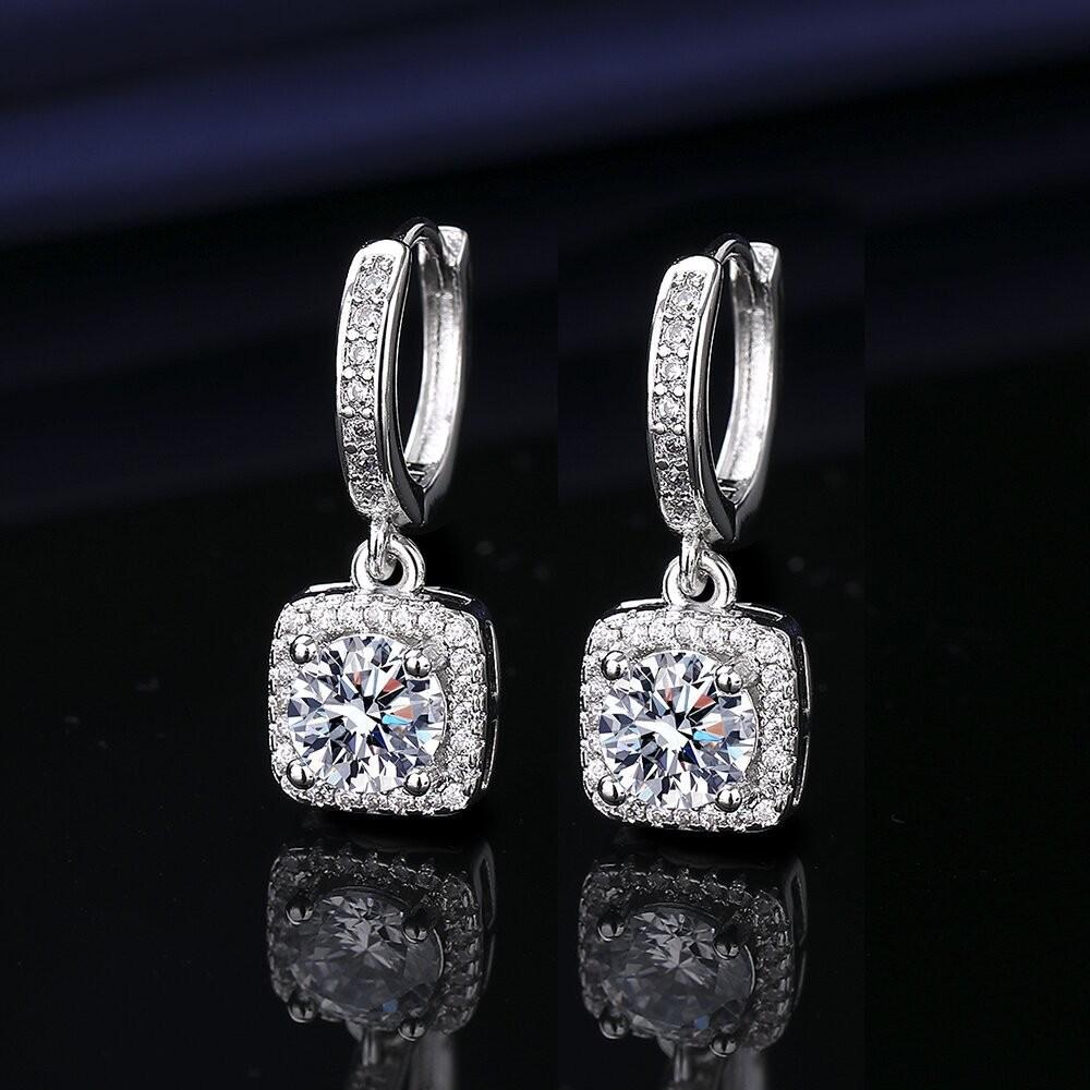 Sterling Silver S925 Zircon Six-Claw Earrings for Women