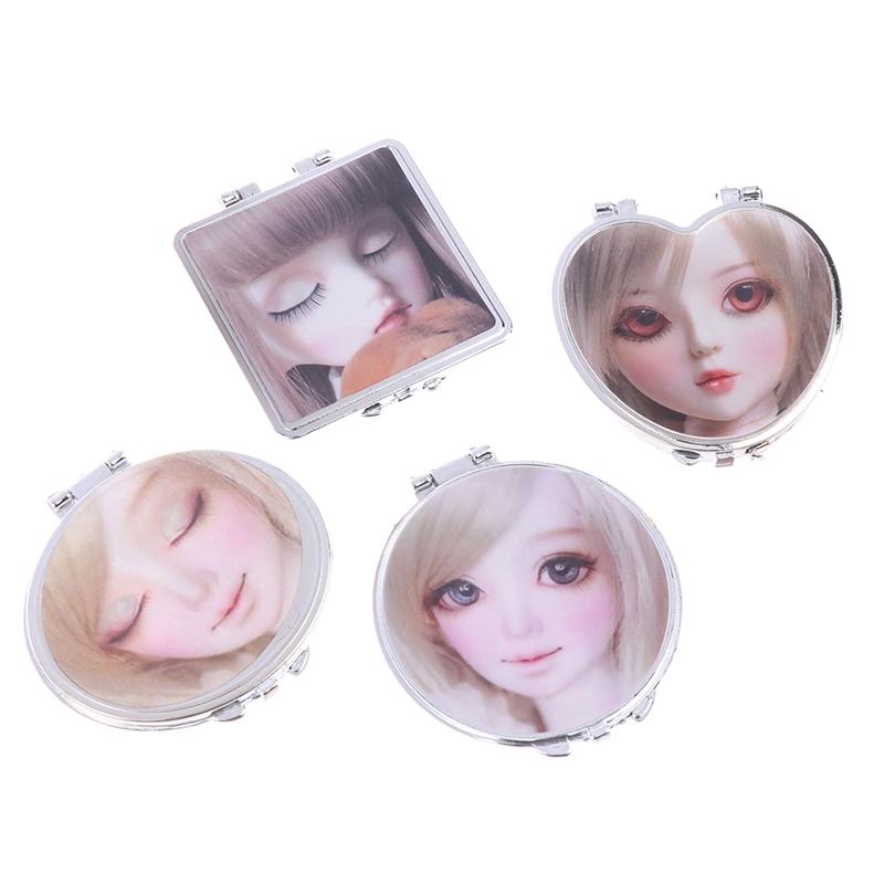 3D Image Cute Doll Mini Pocket Mirror Small Portable Mirror Double-Sided Plastic Makeup Mirror Flip Makeup Mirror