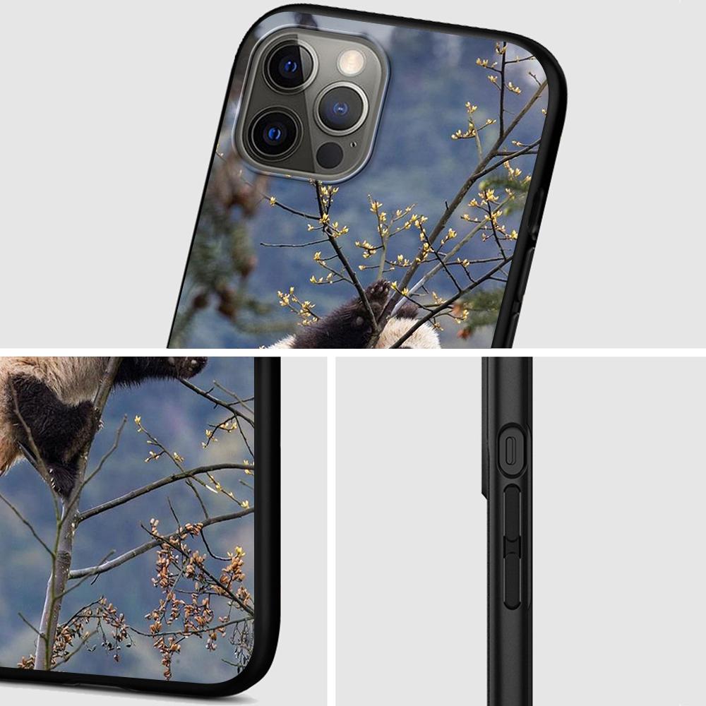 Chinesische Bär Panda Hülle für Apple iPhone 14 11 13 12 Pro Max XR 7 8 + SE 2020 XS 6 6s Plus 5 5s Schwarz Silikon Handyhülle Coque