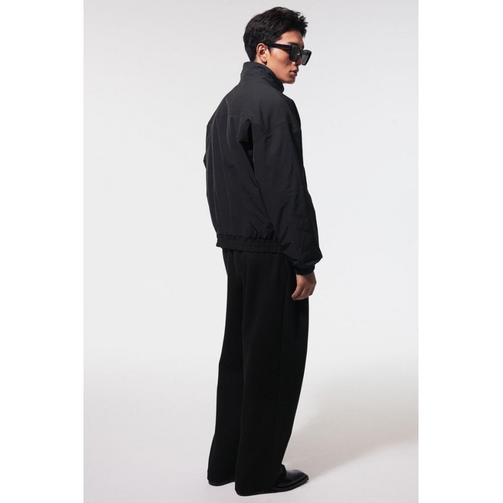 H M Funnel Neck Jacket Loose Fit Black