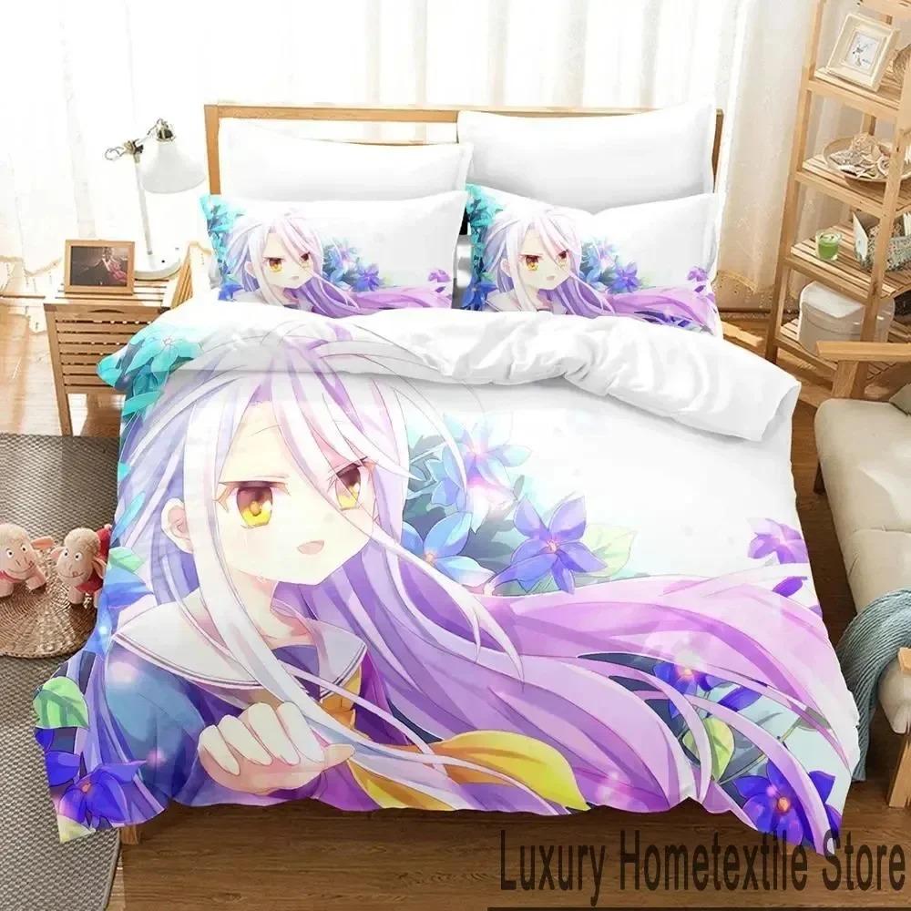 3D No Game No Life Anime Bedding Set Boys Girls Twin Queen King Size Duvet Cover Pillowcase Bed boys Adult Home Textileextile
