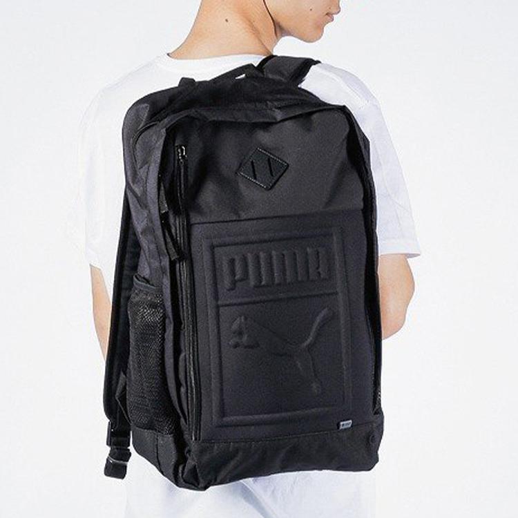 New PUMA Artificial Leather Fabric Backpack Regular Unisex Black 075581-01