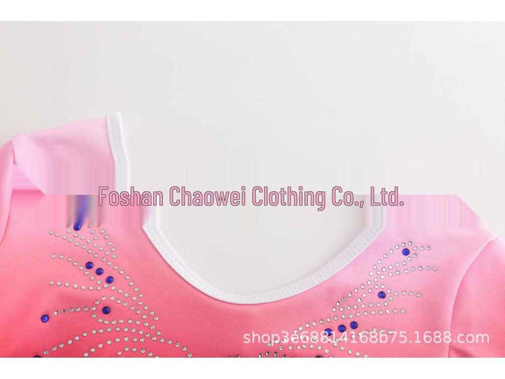 High Elastic Rhinestone Gradient Children's Gymnastics and Dance Leotard