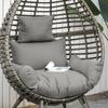 eardop PE Wicker Rattan Chair w/ Thick Cushions 4 Legs Outdoor Seat Egg Garden