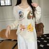 Cartoon printed long-sleeved T-shirt women's spring new large-size inner top bottoming shirt tide