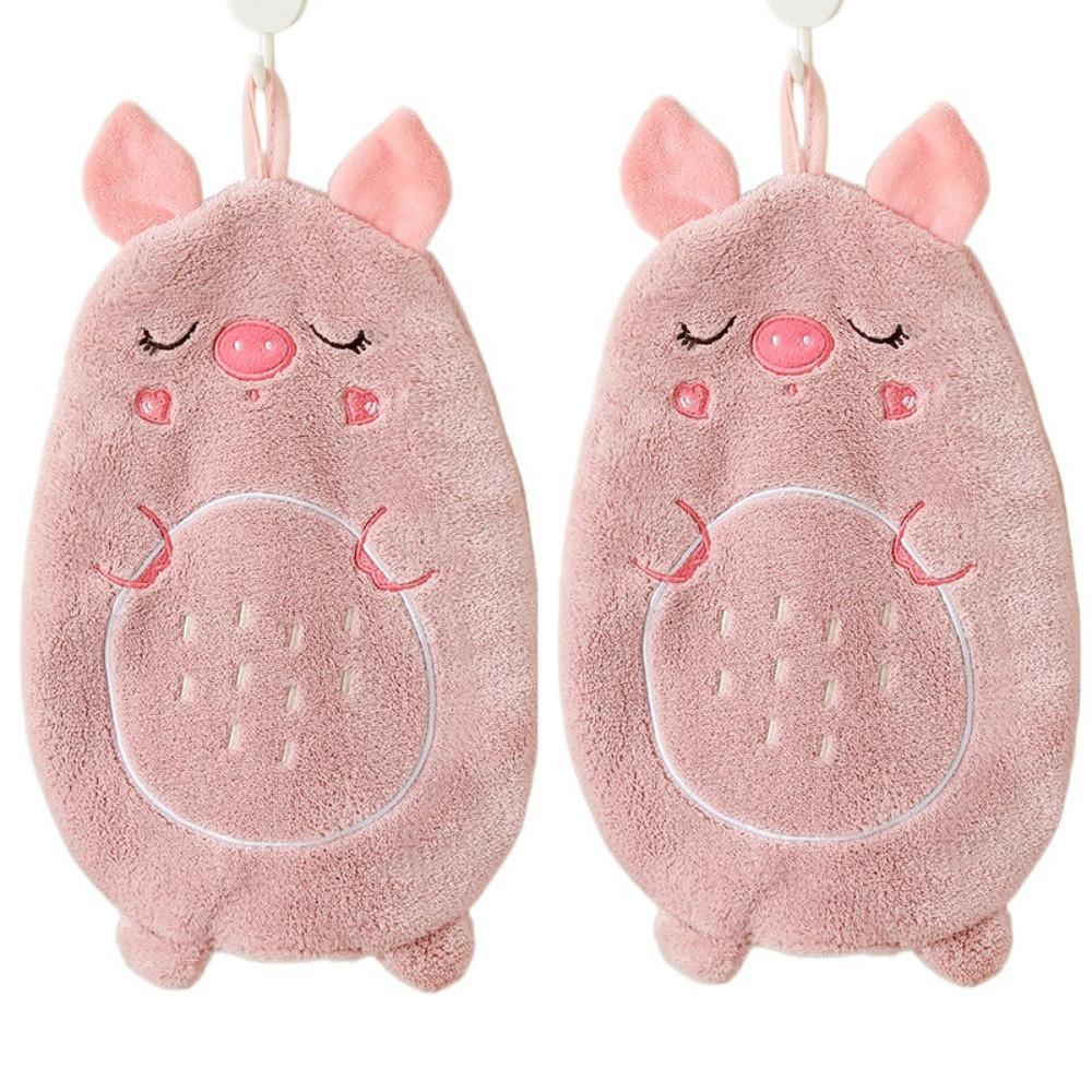 2Pcs Cute Cartoon Chicken Hand Towel Piglet Children's Handkerchief Animal Bath Towel  Kitchen