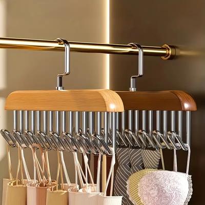 New 1 PCS Multi-functional Solid Wood Hanger Hook Women Storage Bra Hanger Home Belt Hanger Durable 8 Hooks Rack Closet Clothes Organizer