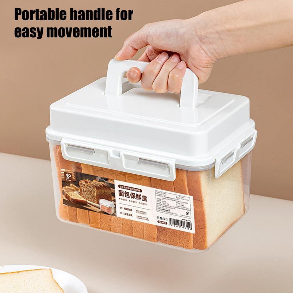 Bread Container Clear Airtight Loaf Storage Box Bread Holder with Lid and Handle for Cabinet Pantry Refrigerator Freezer Kitchen