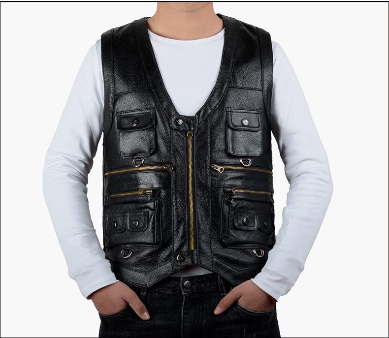 Vest for Men Cowhide Genuine Leather Vest Genuine Leather Cowhide Vest Men Autumn Vest