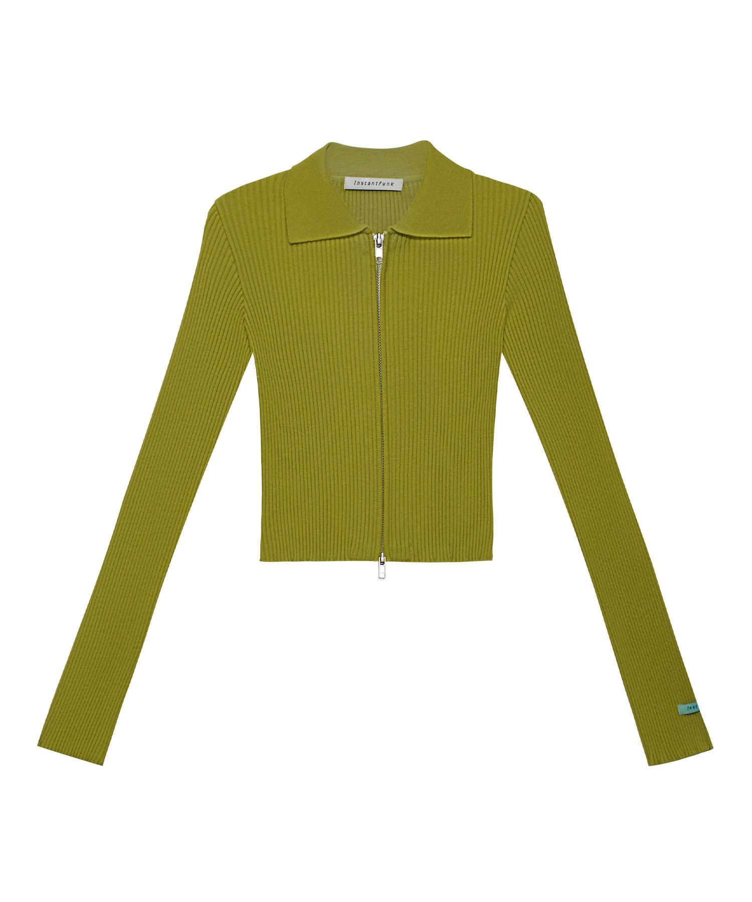 Instant Punk Slim Zip-Up Knit - Olive Green Olive Green/Free