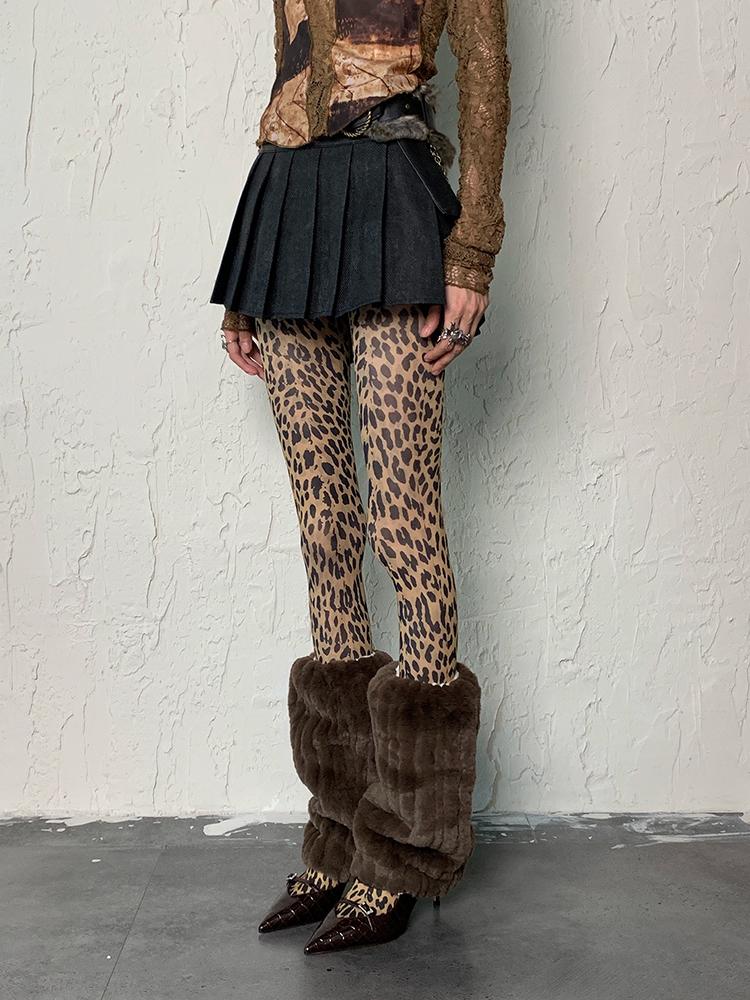 Yiran Sexy Lingerie Women's Y2k Style Retro Leopard Print Tights Thin Sexy Sheer Pantyhose For Streetwear Stocking Cm