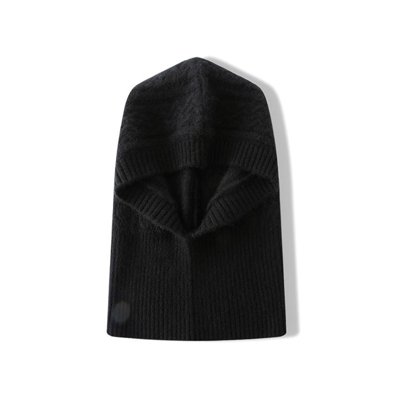 Cashmere Autumn and Winter New Women's High End Solid Color Twisted Head Protector Knitted Outdoor Warm Scarf and Baotou Hat