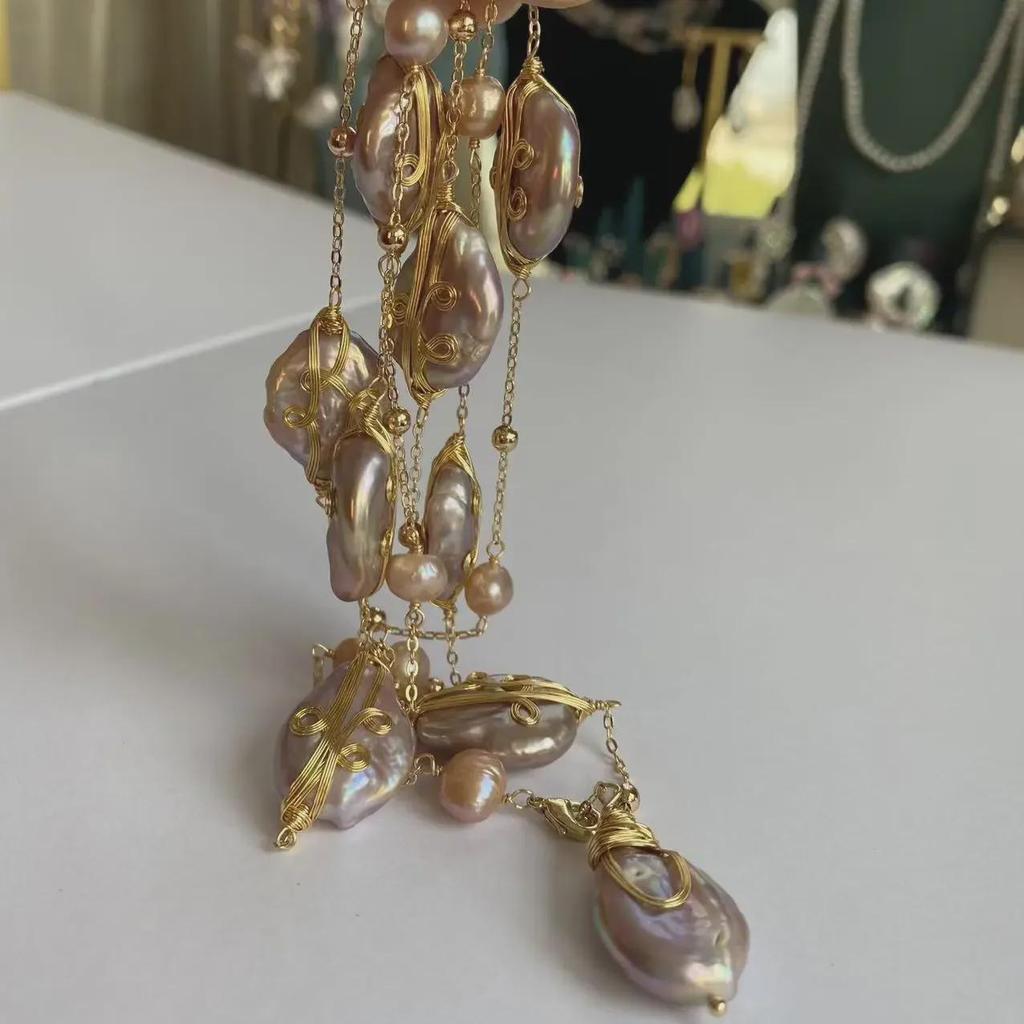 90cm Floral Baroque Pearl Necklace: Elegant, Versatile, and Enchanting.