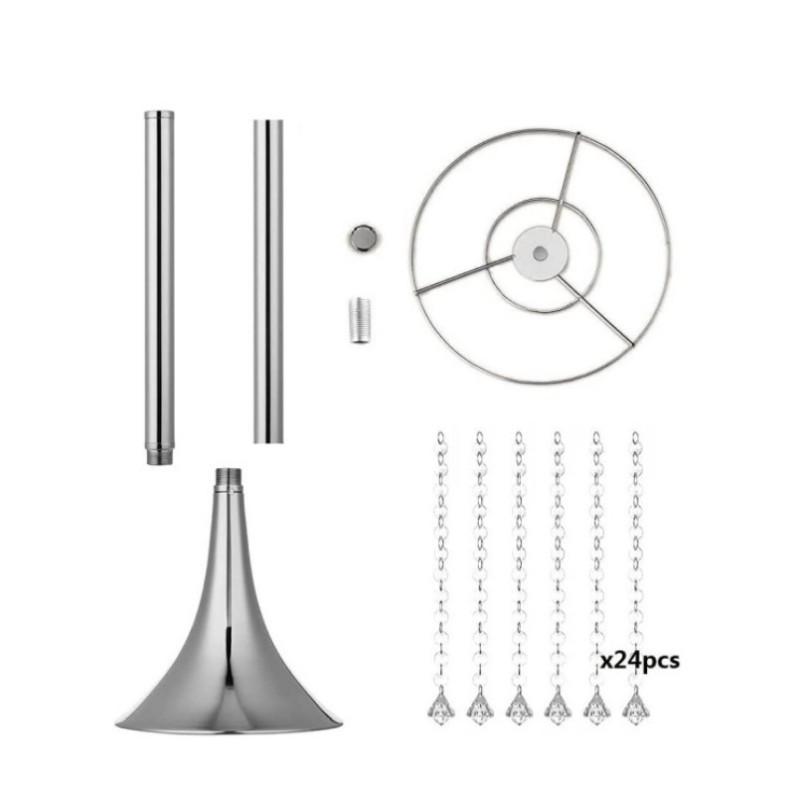 Iron Art Flower Stand with Crystal Bead Curtain for Weddings and Dining Table Decorations