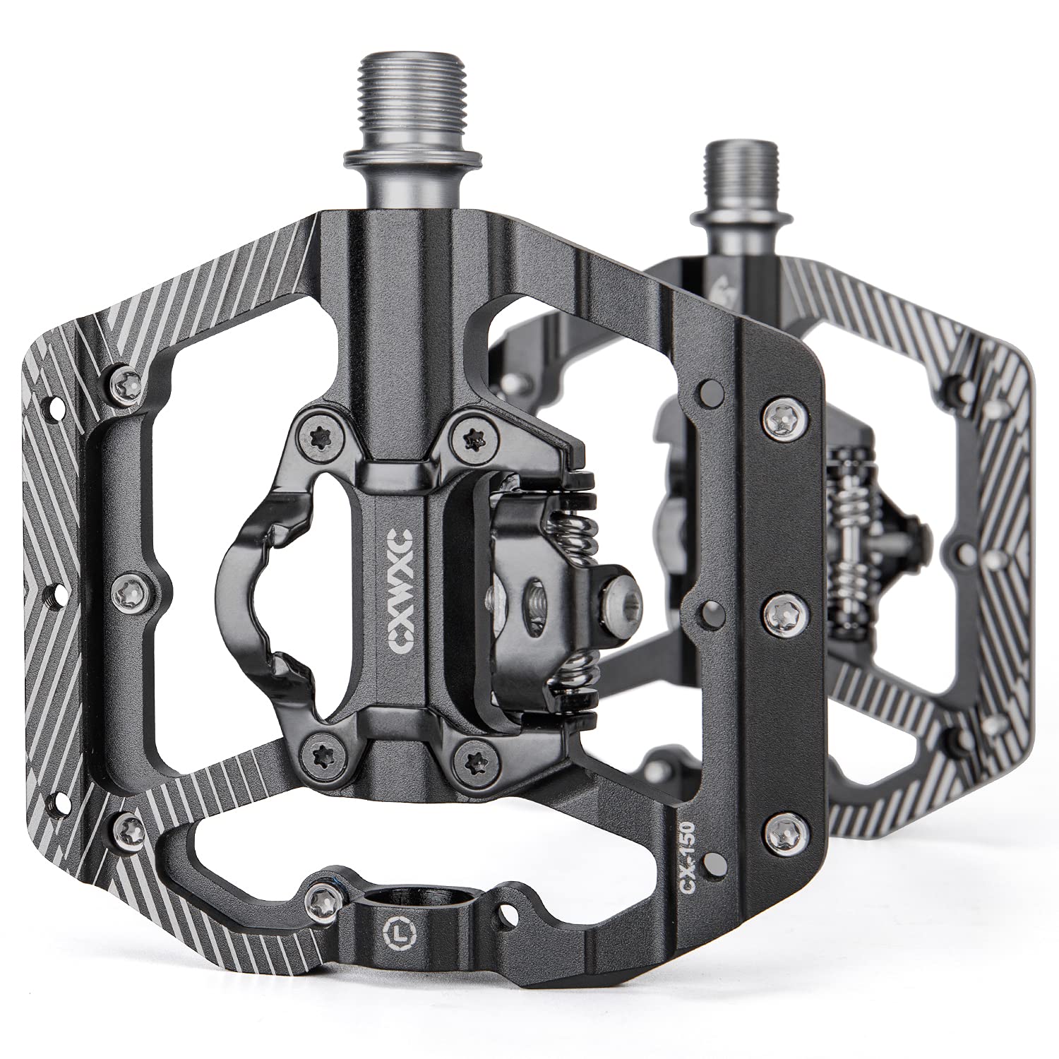 

CXWXC Bicycle Single Sided Sided Flat Binding Triple Shielded Cleats Aluminum Pedals, Binding/Single Pedals, Bearings, 9/16 Inch, Included, (CX-150)