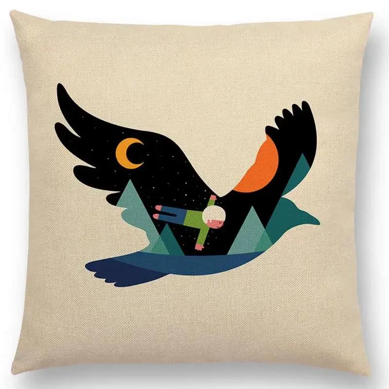 Latest Day Night Sun Moon Child With Animals Friends Wolf Bear Elephant Rabbit Cushion Cover Home Decor Sofa Throw Pillow Case