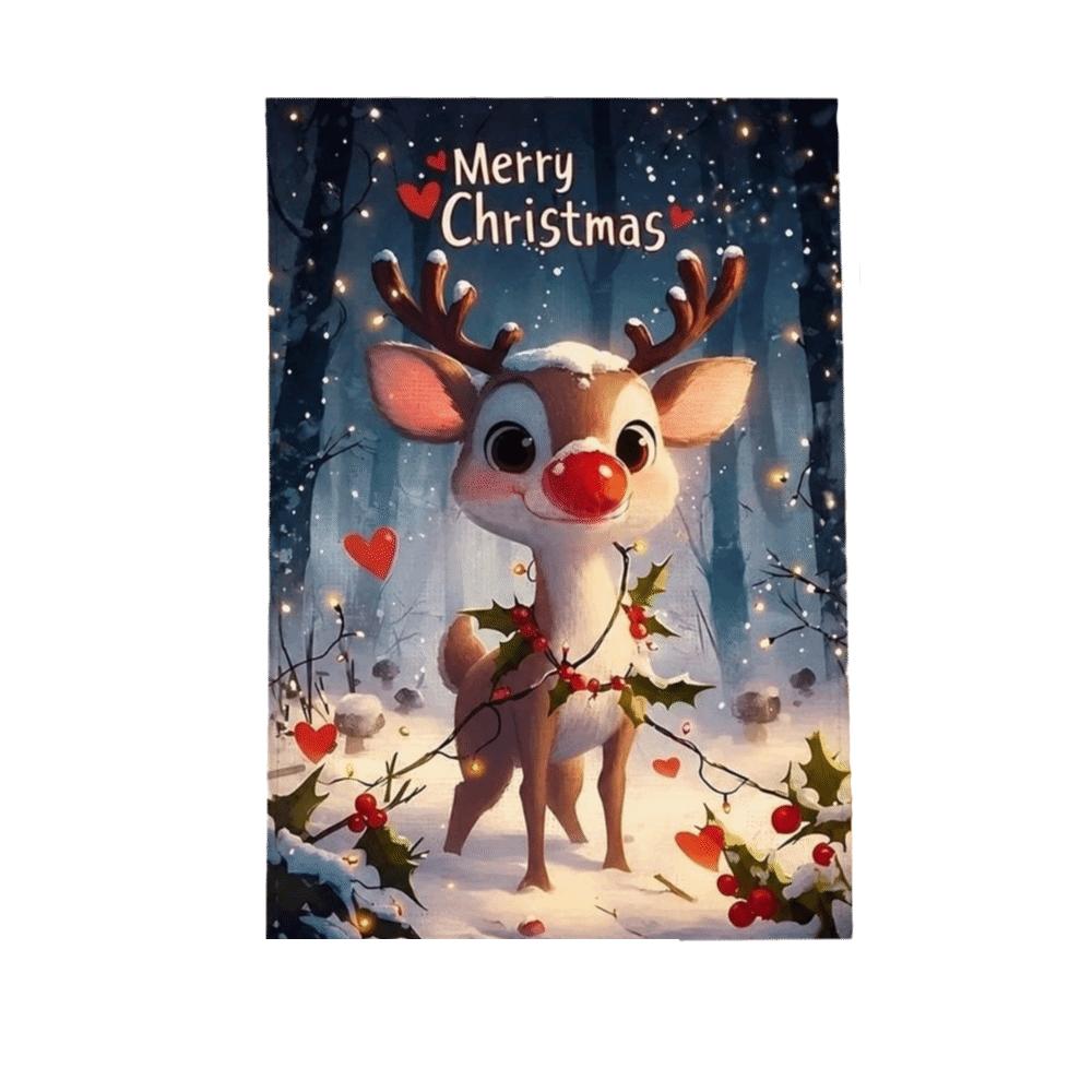 Santa Claus Christmas Garden Flag Single-sided Printing Elk Snowman House Yard Flag Large Banner Outdoor Decoration