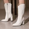Women's High-heeled Short Boots Autumn and Winter New Simple Temperament Pointed Thick Heel Large Size Boots