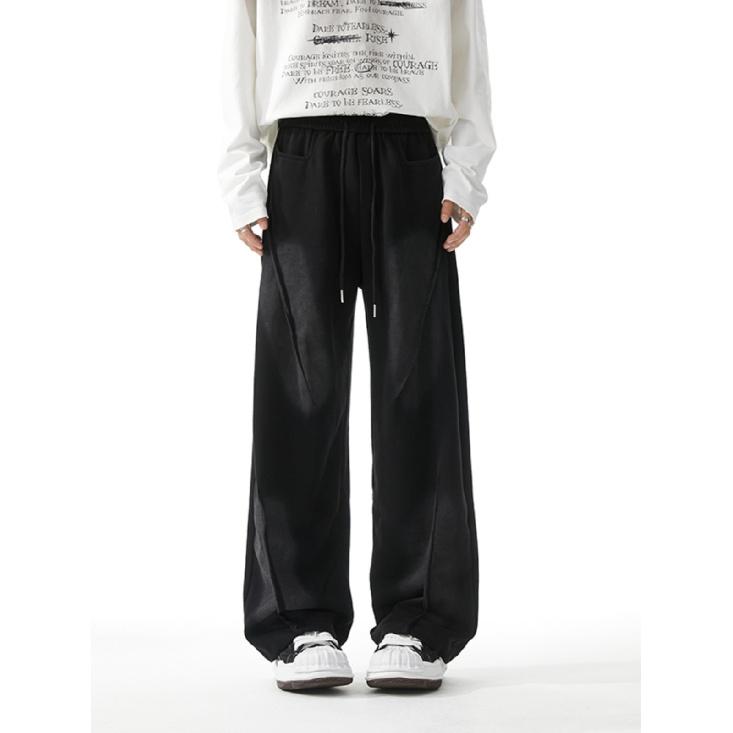 American-Style Heavy Washed Casual Pants Men's Spring and Autumn Cleanfit Design Sweatpants Loose All-Matching Draped Pants