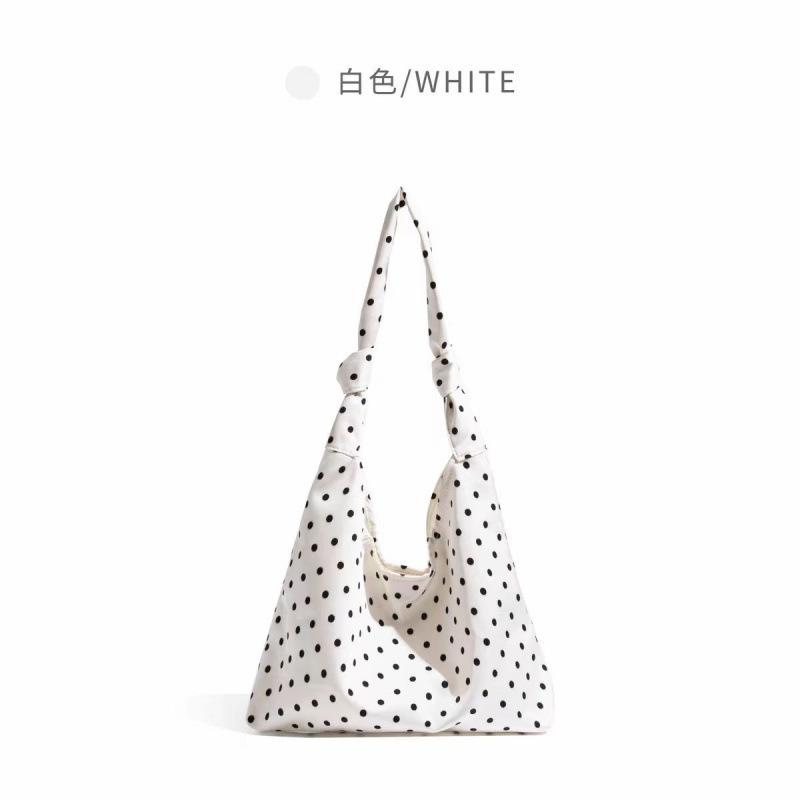 Daily Simple and Lazy Wind Polka Dots Floral Niche Girl Tie Knot Single Shoulder Armpit Big Bag