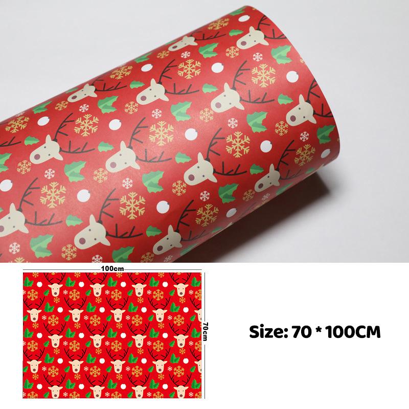 100Cm×70Cm Christmas Wrapping Paper Christmas Eve Gift Box Decoration Paper Children'S Christmas Vintage Kraft Paper