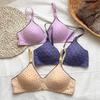 Polka Dot Wireless Push-up Bra - Women's Comfort with Two Rows of Hooks