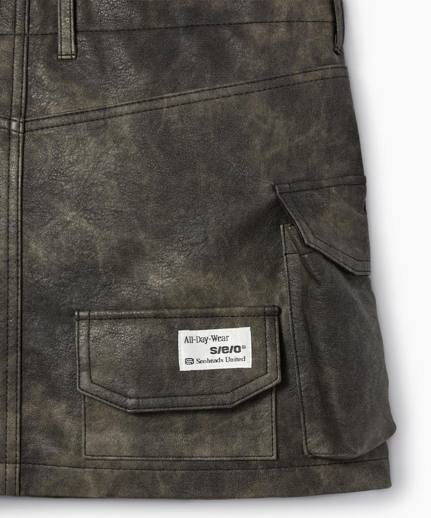 Sio Cargo Leather Mini Skirt_Vintagebrown