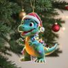 2-PCS Fantasy Dinosaur Acrylic Christmas Tree Ornaments Christmas Hat - Holiday Holiday Charm for Christmas and All Occasions