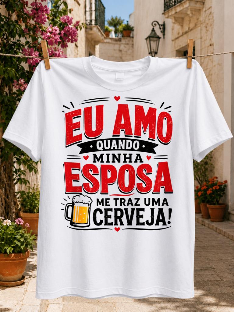 Portuguese Wife And Beer Humor With Distressed Red Typography Foamy Beer Glass Hearts And Bold Unisex All TShirt