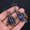 London Blue Topas 999 Kupferdraht umwickelte Ohrringe, Handgefertigter Edelstein-Ohrschmuck, Geschenke für Ehefrau Brandneue Ohrringe