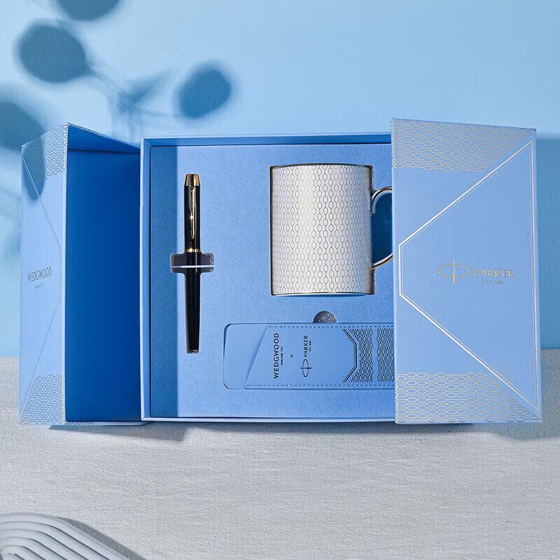 Wedgwood Gold Geometric Mug & Parker IM Rollerball Pen Gift Set