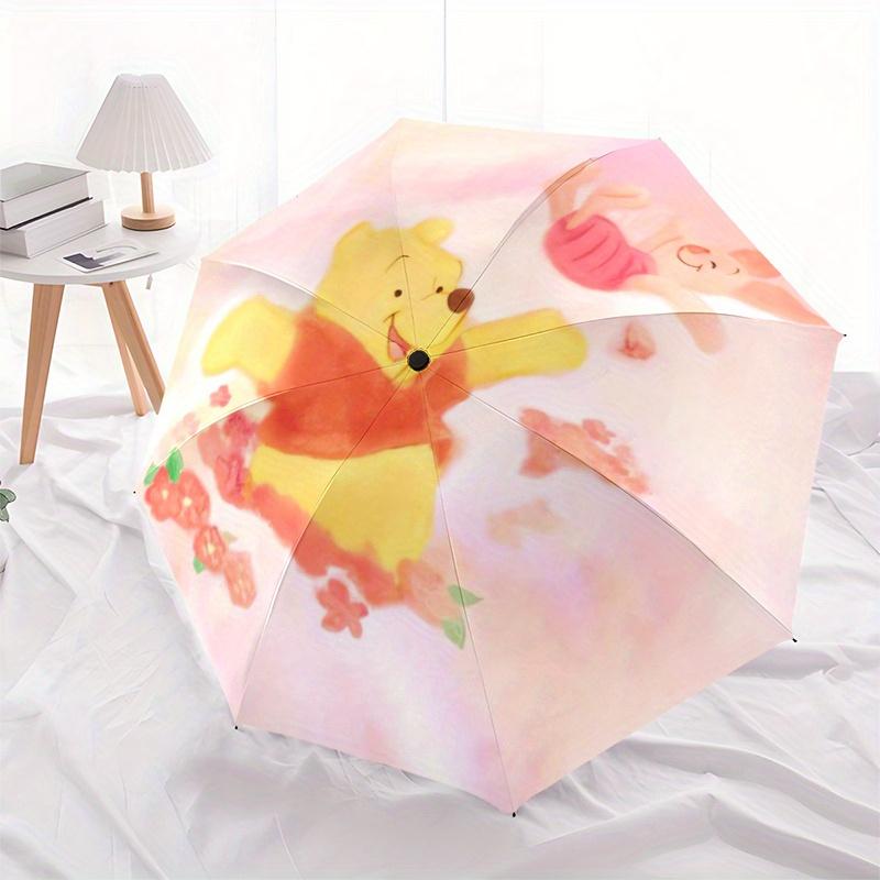 Winnie the Pooh and Piglet Automatic 3-Fold Umbrella Design, Cute Cartoon Pattern, Portable Outdoor Umbrella, Perfect, Holiday Gift for Disn
