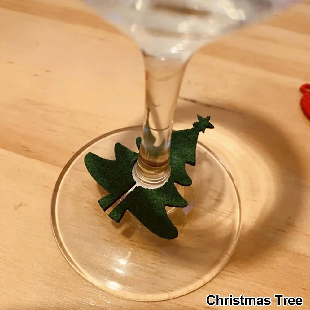 10Pcs Christmas Cup Decoration Card Ring Home Decoration Felt Christmas Decoration New Year Party Supplies New Year 2025 Navidad