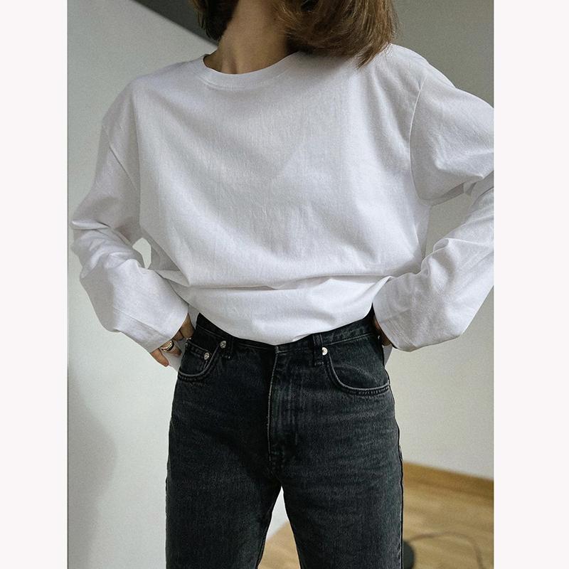 Hirsionsan Basic O-neck 100% Cotton T Shirt Women Loose Oversized Pullover Chic Cusual Tees Female Tops Girl Clothing 16 Colors