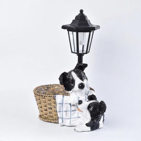 Garden Statue with LED Solar Lamp Weather Resistant Automatic Charging Outdoor Patio Sculpture Decor LED Light