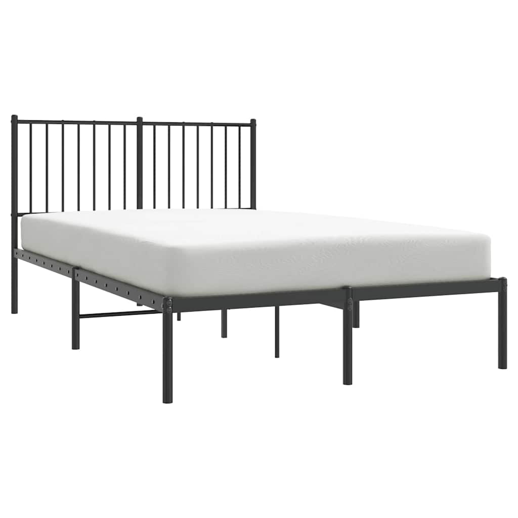 Metal Bed Frame with Headboard Black 120 x 200 cm