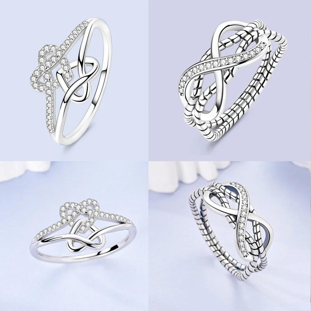 Pink Zircon Heart Love Rings copper Ring Jewellery Woman Authentic Wedding Set Gift Accessories Fine Valentine